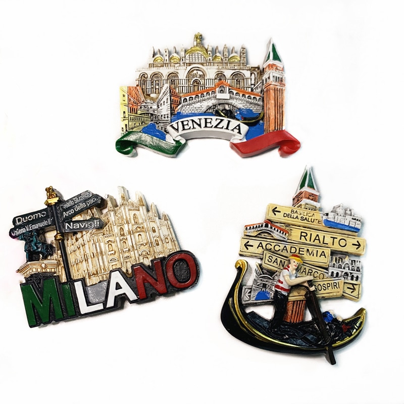 Europa Stijl Koelkast Sticker Resin Magneten Venezia Milano Reizen Souvenir Collectie Woondecoratie