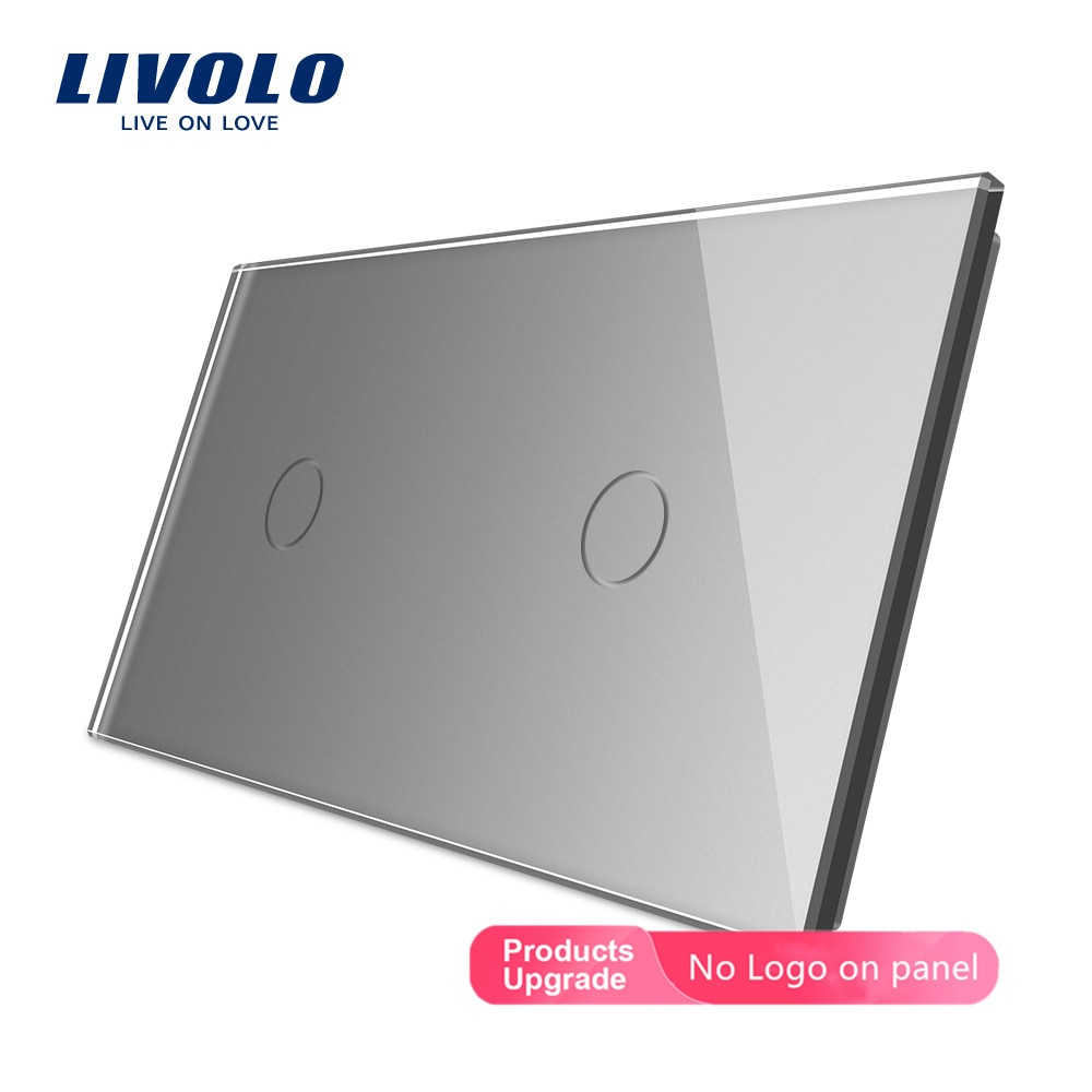Livolo Luxe Grey Pearl Kristal Glas, 151mm * 80mm, EU standaard, dubbele Glas Panel, VL-C7-C1/C1-15
