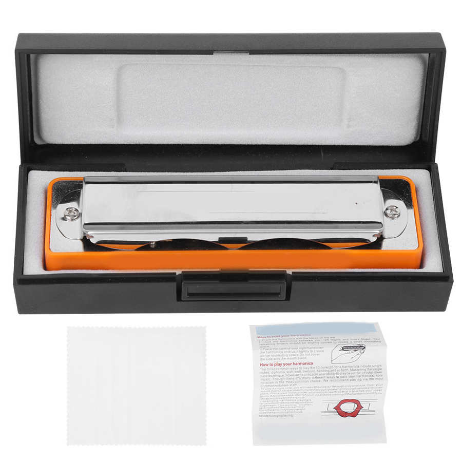 10-Hole Harmonica Blues B Key Harmonica Harp Woodwind Musical Instrument Beginner Practice AM-20D