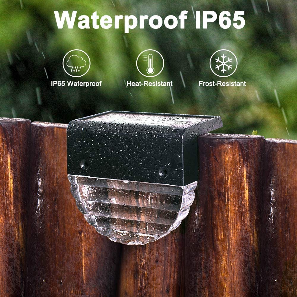 Outdoor Wall Light LED Solar Powered Fence Lights with Smart Lighting Sensor IP65 Waterproof for Outside Stairs Pathway Garden