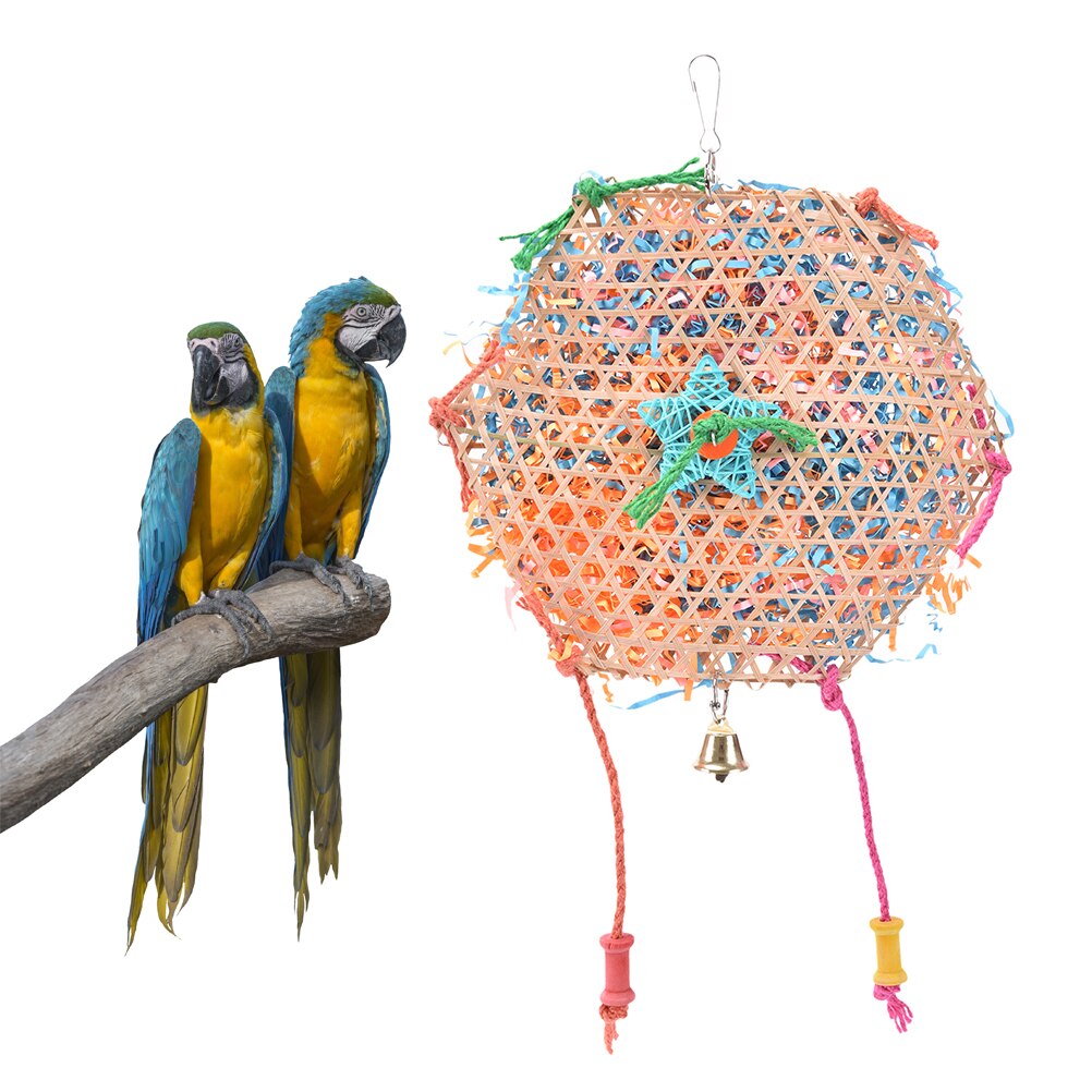 Peck Chewing Parrot Toys Cage Access Cage HangingToy bird swing cage toy foraging toys bites for parakeet Bamboo Weave rope