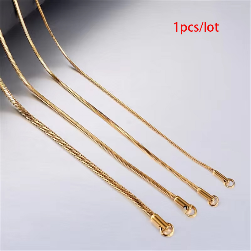 ASON-cadenas de Color dorado inoxidable para mujer, collar de cadenas de serpiente de acero inoxidable de 1-5mm, joyería de cuerda giratoria, accesorios de cadenas largas
