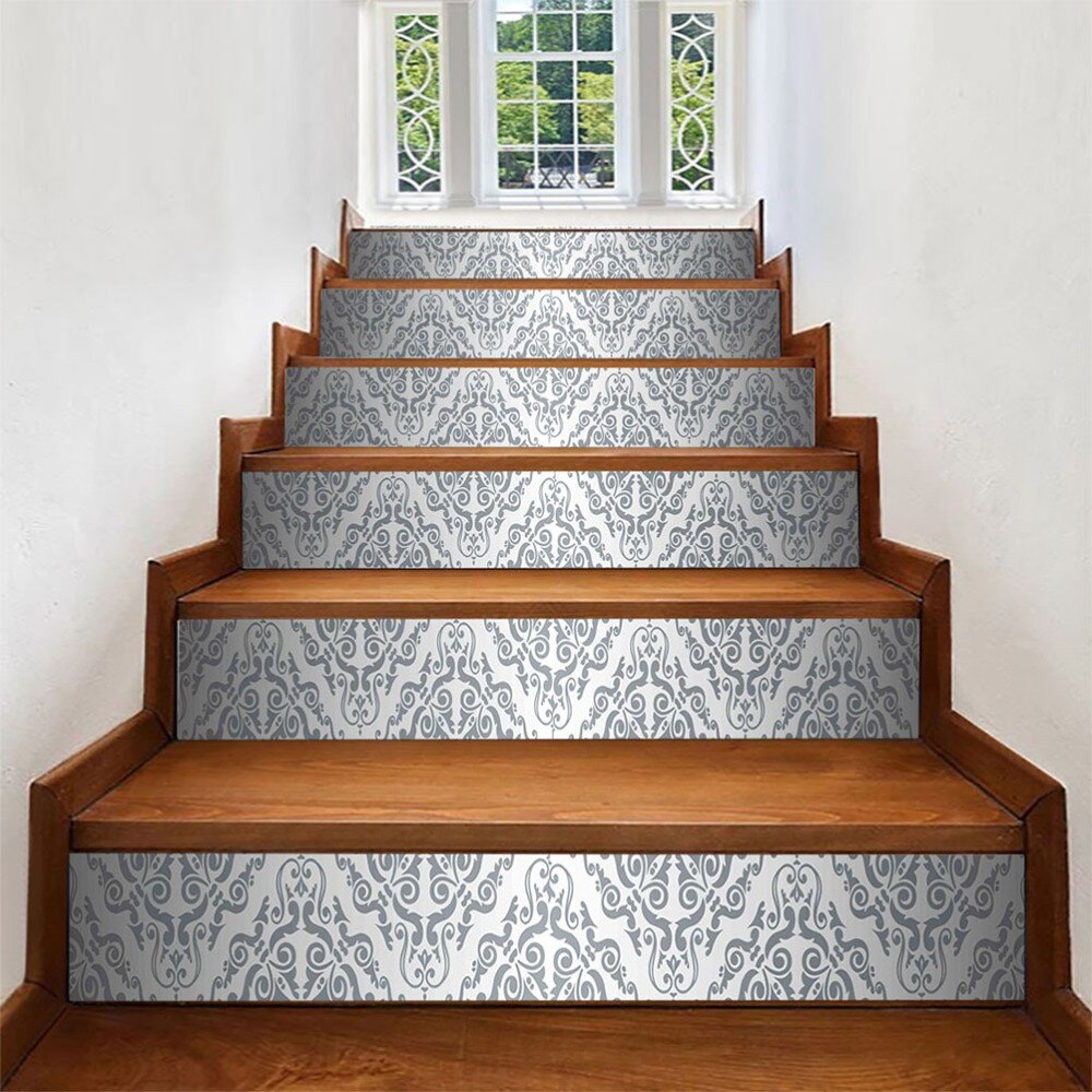 Self-Adhesive 6" Silver Glitter Stair Decals – Fabric Wallpaper Borders For Any Room