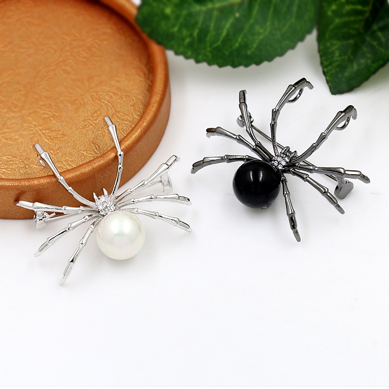 baiduqiandu Brand Gun Black Color Plated Copper Spider Brooch with Cubic Zirconia Crystal Diamante