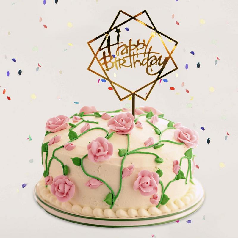 funkeln Glücklich Geburtstag Kuchen Deckel Acryl knapp Gold Kuchen Nachtisch oben Flagge Dekoration für Geburtstag Party Hochzeit Liefert