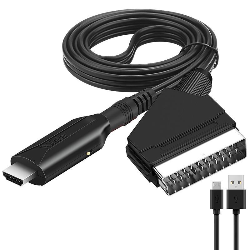 Hdmi-kompatibel till scart-adapter video- och ljuduppgraderingsomvandlare pal/ntsc för hd-tv dvd-box signaluppgraderingsomvandlare tillbehör