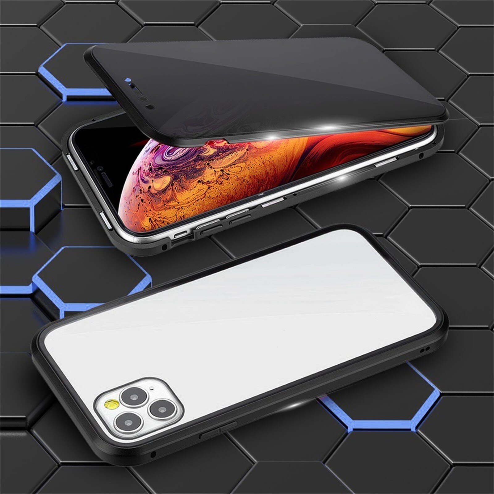 Anti-Val Iphone Case 360 ° Magnetische Adsorptie Anti-Zie Privacy Dubbele Case Cover Voor Iphone 12Promax