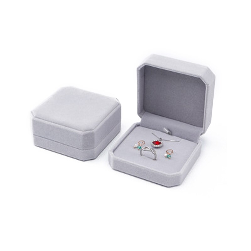 Velvet Jewelry Box For Earrings Necklace Set Display Square Packaging Box Jewellery Organizer Girls Box