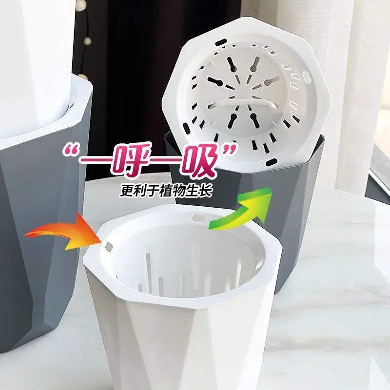 Macetas perezosas automáticas que absorben agua, macetas absorbentes de agua suculentas especiales de rábano verde, hogar interior de plástico