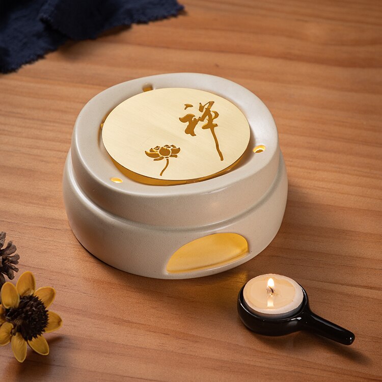 Creativo fornello da tè caldo scaldino in ceramica Kung Fu cinese impostato da tè accessori da tè riscaldatore di candela teiera base luce notturna arredamento: B stile
