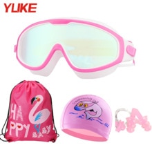 Big frame Adjustable kids swim Goggles Swimming Glasses Anti-Fog UV Protect Children Waterproof Silicone Mirrored Swim Eyewear: Red