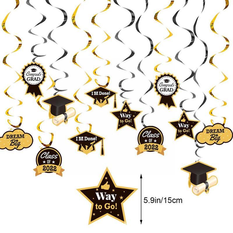 Graduation Party Flag Banners Gold Paper Letter Flags Congratulations Grad Paper Supplies Decoration Bunting Z5e8