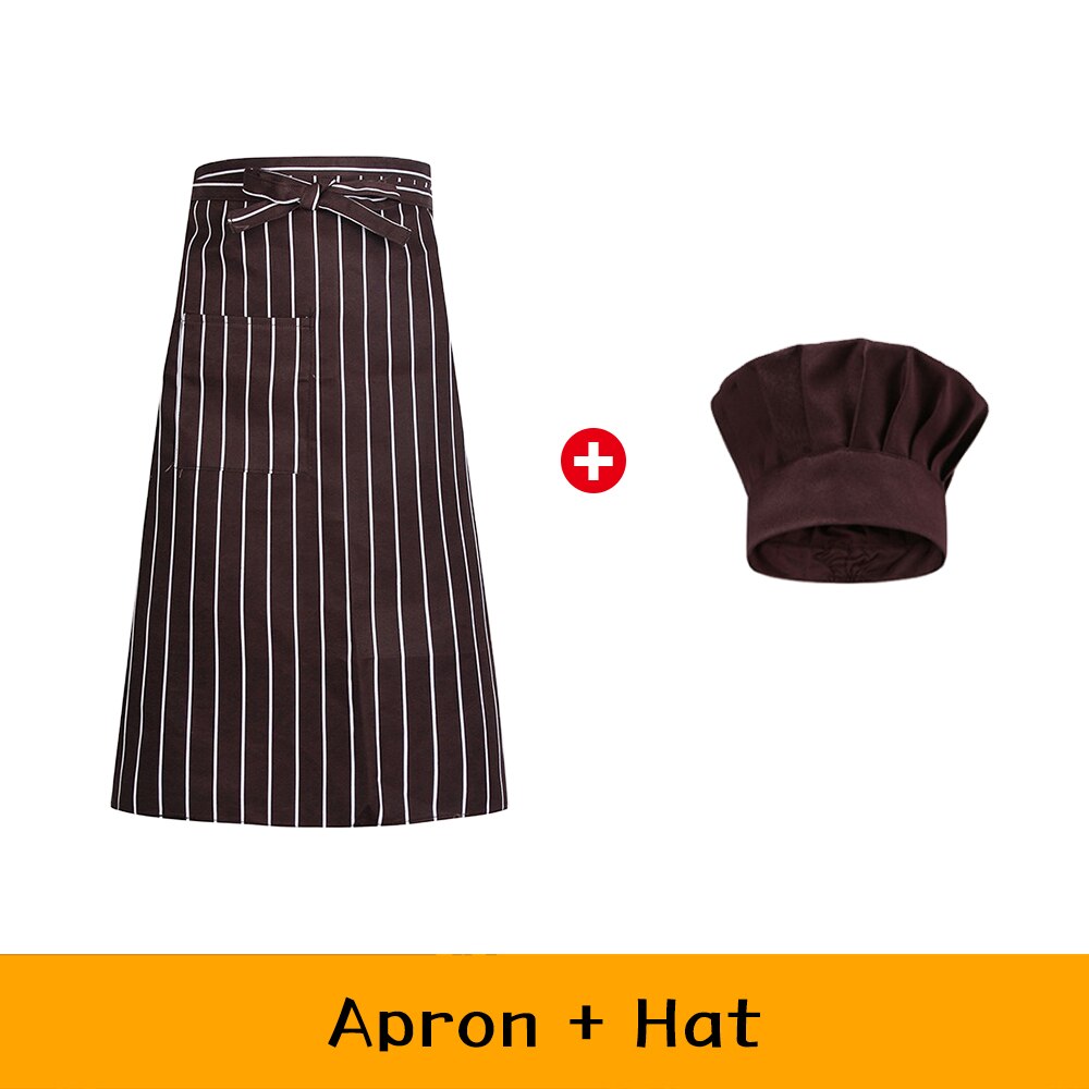 Chef Waiter Apron+hat Set Kitchen Cook Uniform Hotel Restaurant Baking Workwear Men Women Coffee Shop Food Service Overalls: 8