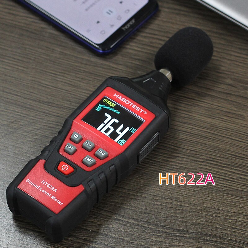 Digital Sound Level Instrument Indicator Audio Level Meter Noise Measuring 30-130 dBA Meter Mini Decibel Monitor HABOTEST HT622A