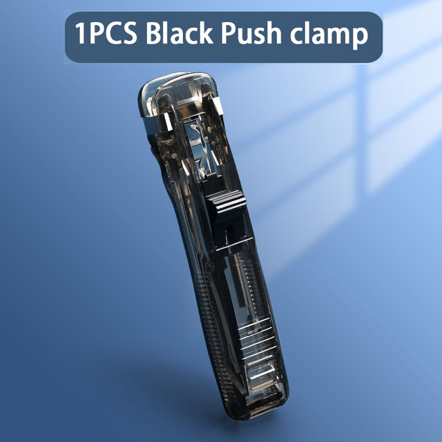 Staple Metal Clip Push Hand Paper Clipper with Refill Fixing Organizing Stapler Reusable Push Clamp for Document File Stationery: WHITE