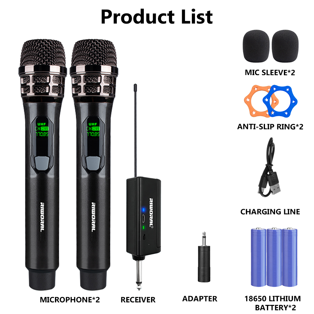 Draadloze microfoon 2-kanaals UHF draagbare karaokemicrofoon voor Party Karaoke Church Show: green