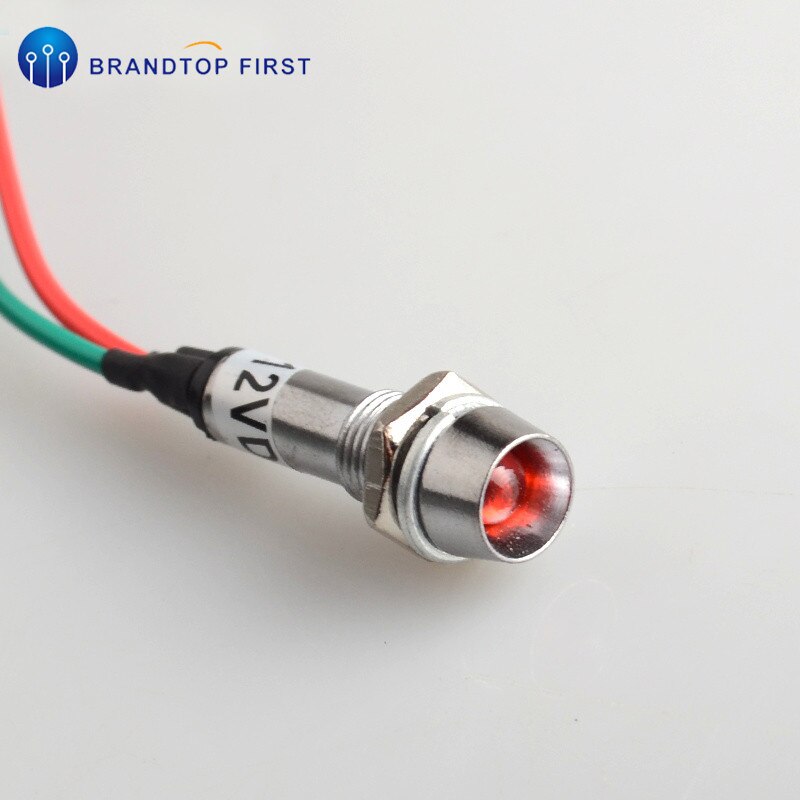 Panel 8mm montering rød grøn gul blå hvide farver til valg indikator lys indikation led signal lampe med ledning