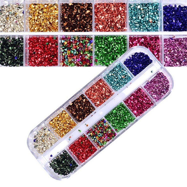 Mix 12 Kleur Cirkel Kralen Nail Art Tips Rhinestones Glitters Acryl Uv Gel Gems Decoratie Met Hard Case: A1