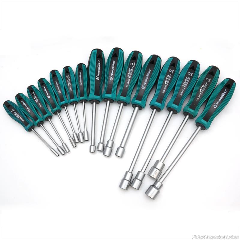 4/5/6/7/8/9/10/11/12/13/14 mm Metal Socket Driver Wrench Screwdriver Hex Nut Key Nutdriver Hand Tool no12 21