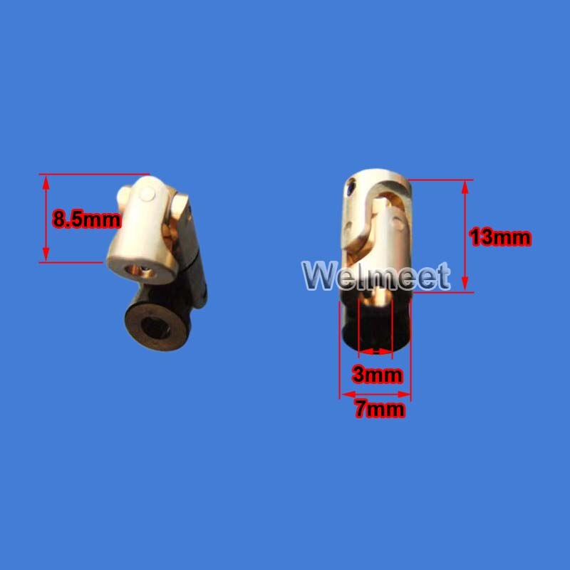 1pcs 3mm-3mm Copper Boat Car Shaft Coupler Motor Connector Metal Universal Joint Coupling