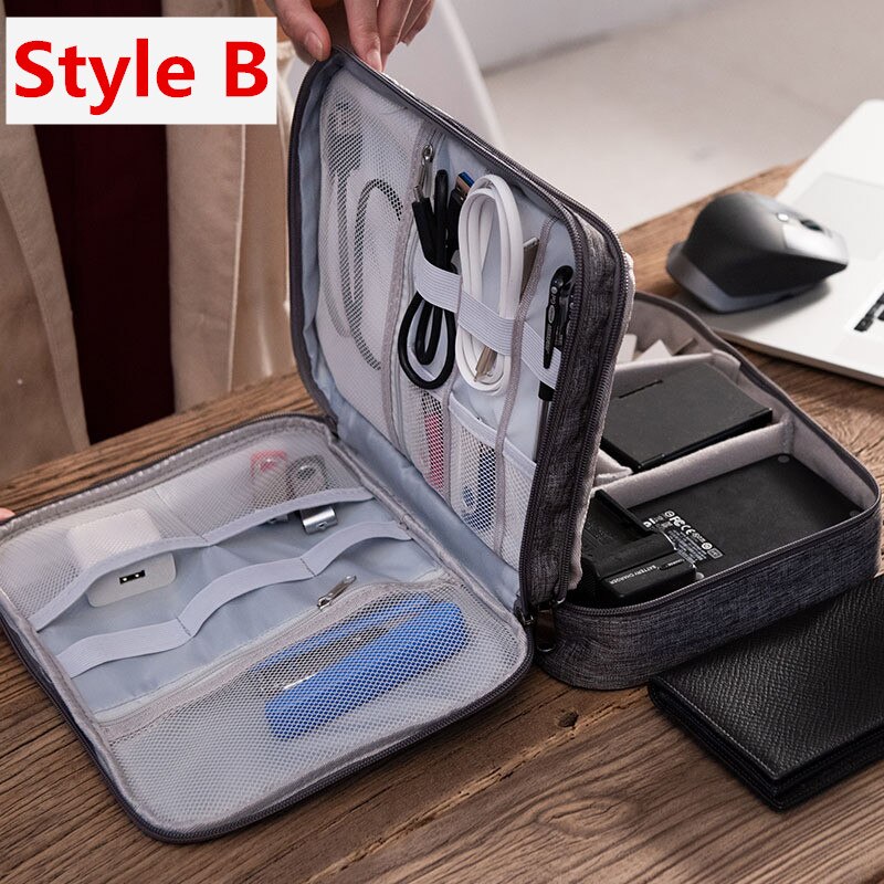 Akcesoria podróżne torba cyfrowa Power Bank kabel do ładowarki USB pokrowiec na słuchawki duży, odporny na wstrząsy pakiet elektroniczny Organizer