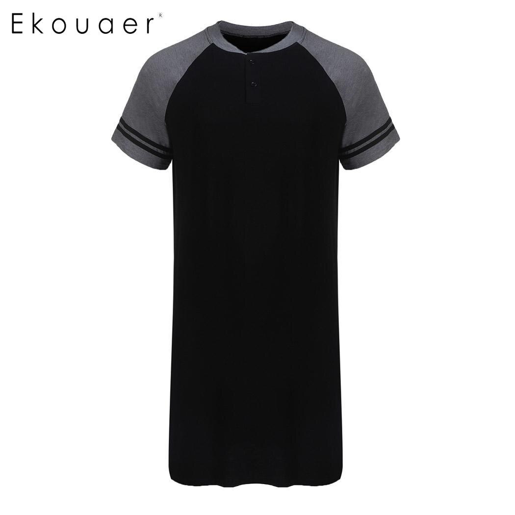Ekouaer camisas de dormir para hombre ropa de dormir de manga corta suelta camisa de dormir larga camisas de dormir para hombre ropa de dormir cómoda para el hogar talla M-3XL: B / XXXL