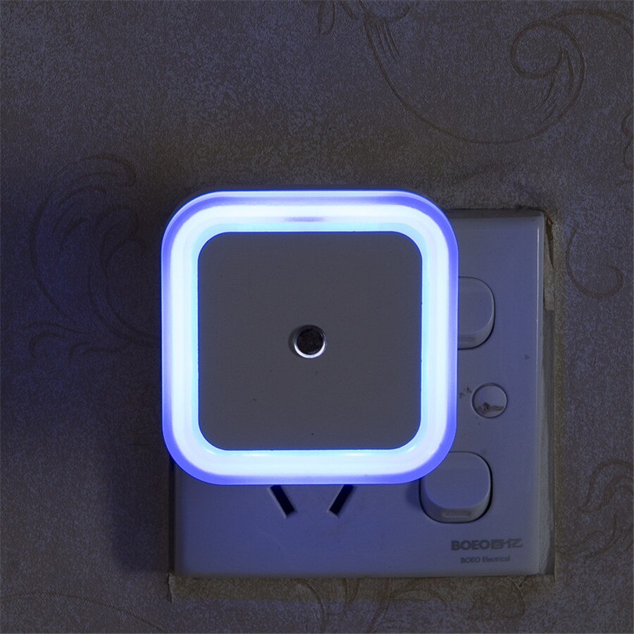 Ljussensor nattlampa lampa luminaria nattlampa för barn barn sovrum vägglampa us/eu plug square baby sovlampa: Blå / Oss