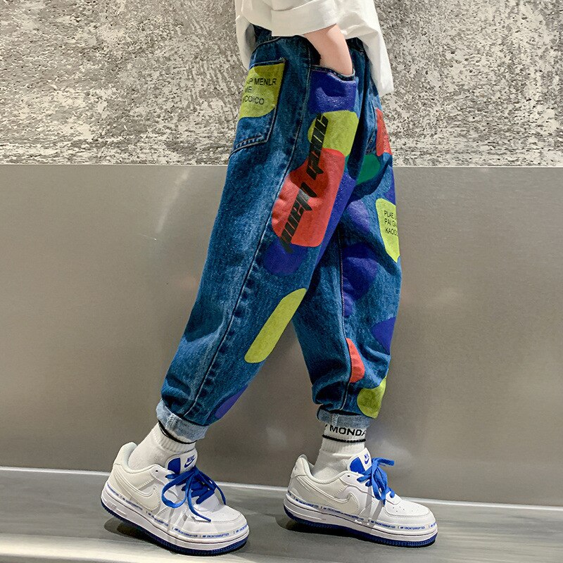 Pantalones vaqueros con estampado de letras para niños, Jeans de para adolescentes de , 5, 7, 8, 12 y 15 años, 2022