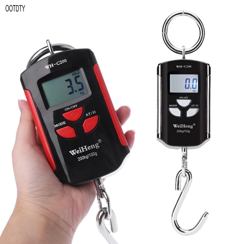 200kg 100g mini tung plikt elektronisk digital rustfritt stål krok skala fisk hengende kran skala lcd Løkke vektbalanse