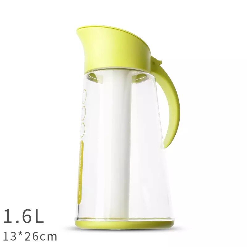 Koudwaterfles met ijsblokjeshouder, kunststof kan met anti-verdunningsijs, waterdispenser voor sap, thee en bier: 1.6l groene