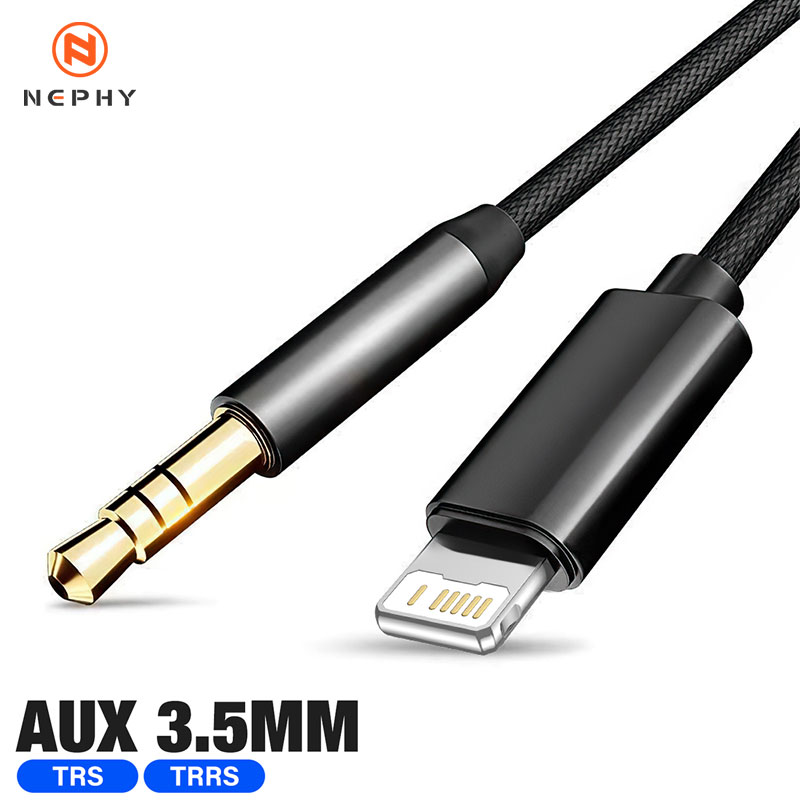 Vergulde AUX-kabel voor iPhone 14 13 12 11 Pro Max X 8 Verlichting naar 3,5 mm Jack Hoofdtelefoon Auto Muziek Adapter Audio-snoer TRS TRRS