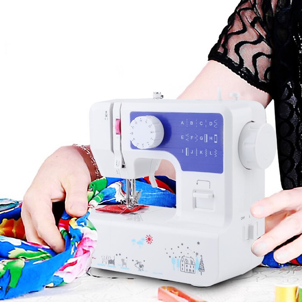 JG-1602 Mini 12 Stitches Sewing Machine Household Multifunction Double Thread And Speed Free-Arm Crafting Mending LED