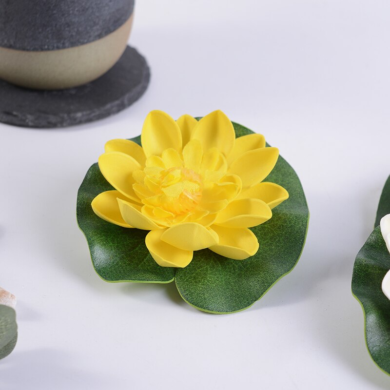 Lotus artificiel en mousse tactile, plantes de piscine flottante, lys blanc, pour jardin de mariage, décoration EVA, 10 Cm, 1 pièce: YELLOW