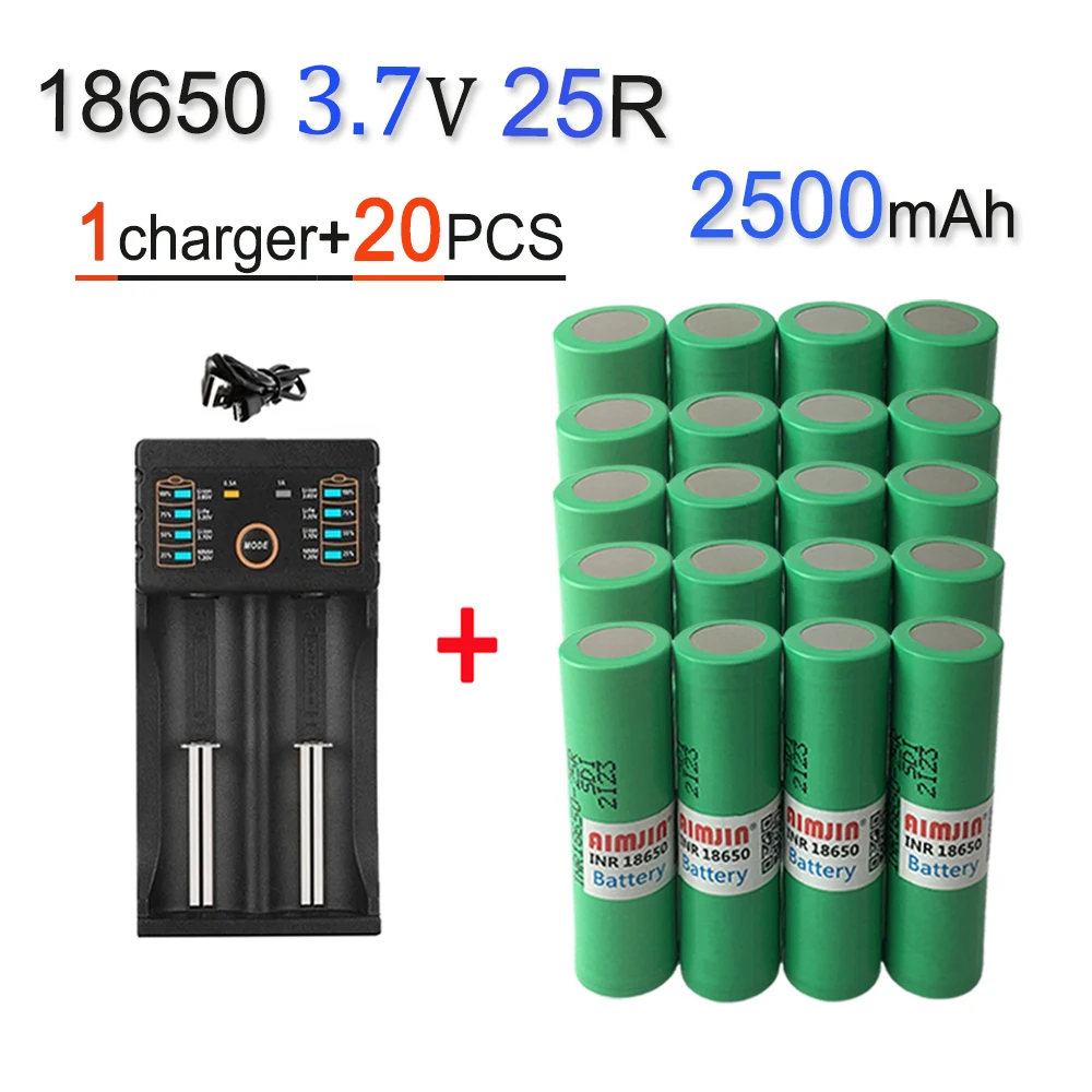 Akumulator 18650 25R 3,7 V 2500 mAh z ładowarką USB, odpowiedni do naszych zabawek 18650, narzędzi, baterii do latarek itp.: Pomarańczowy