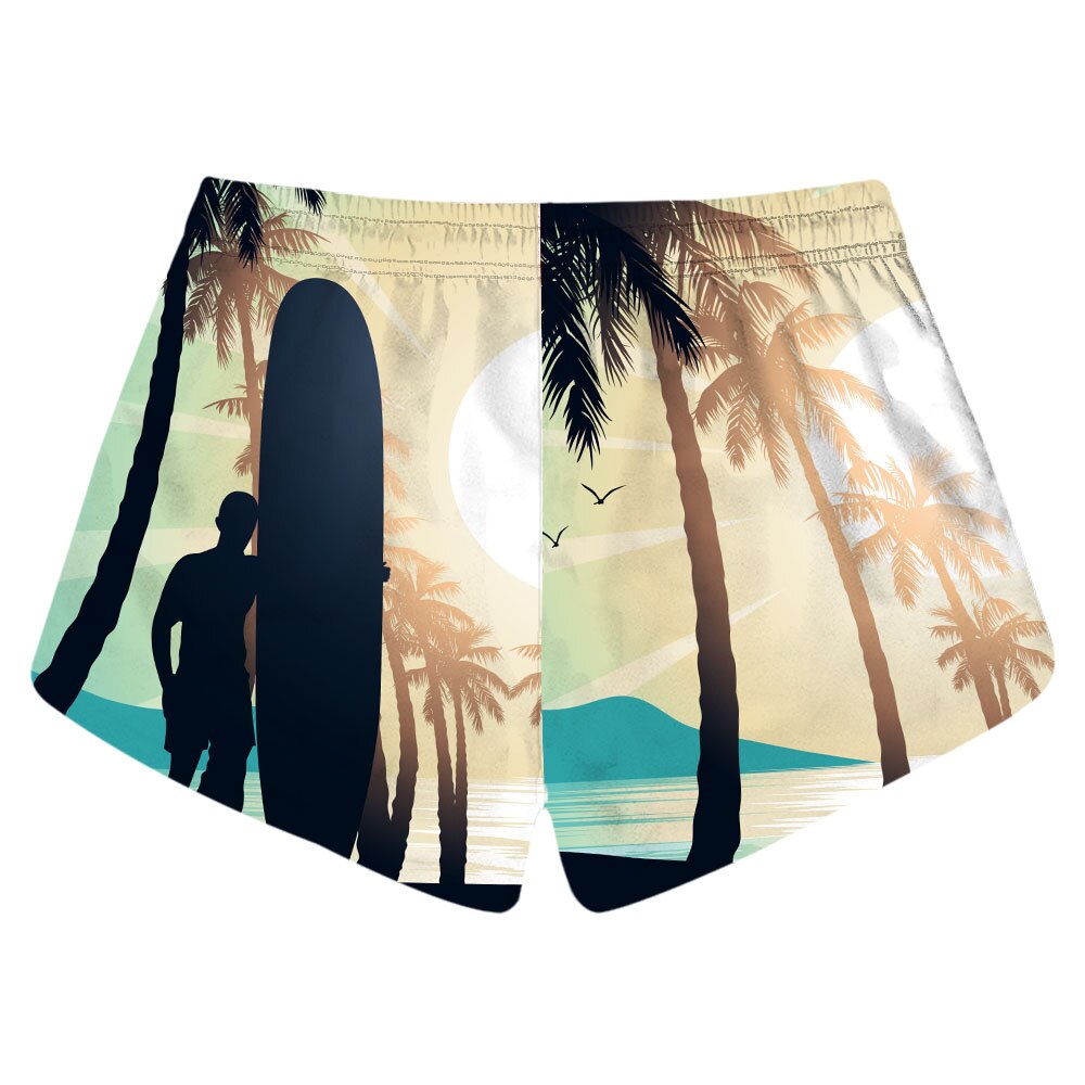 Pantalones cortos de playa para mujer, Mini Pantalón deportivo para agua, estampado de maletero de cielo, gimnasio, Surf, bolsillo corto, tabla de Surf de viaje femenina