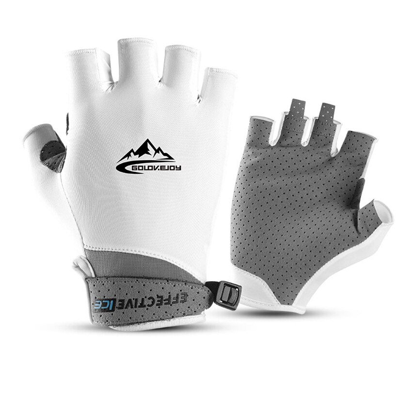 Elastische Männer Finger Handschuhe Reiten Golf Sommer Handschuhe Anti-Uv Sonnenschutz Schweiß-absorbent Atmungs Ice Silk Dünne Handschuhe: White Gloves / M Palm Width 7-8cm