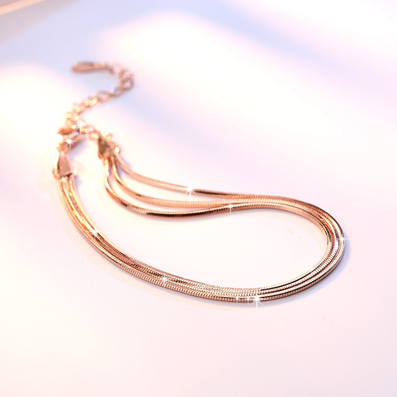 TB-106 Rose Gold/Silver Color Alloy Multilayer Bracelets Snake Chain Charm Bracelets For Women Personality Jewelry