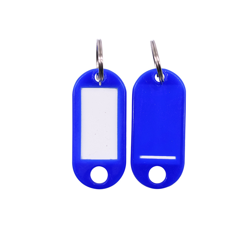 50 Uds etiquetas plásticas para llaves ID etiquetas llaveros anillo dividido llaveros numerados nombre equipaje etiquetas para llaves: 50pcs Blue