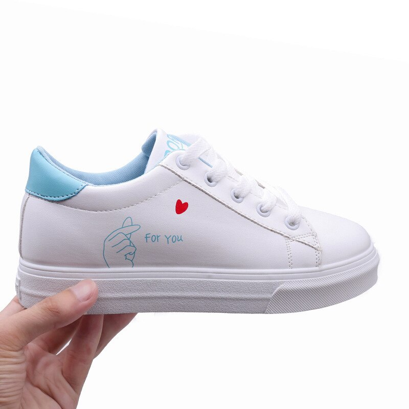 Spring And Summer With White Shoes Women Flat Leather Canvas Shoes Female White Board Shoes Casual Shoes S0828