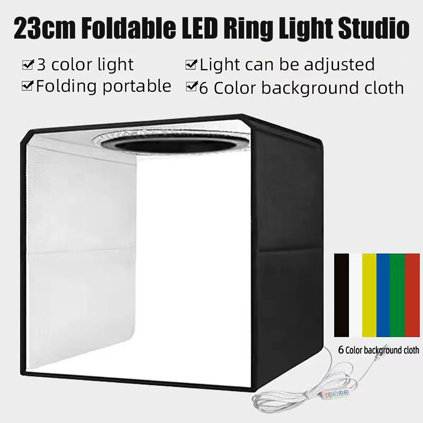 Portable Photography Light Box 25 cm/30 cm/40 cm Mini Integrated Light Tent with 6 Backdrop USB Power Supply