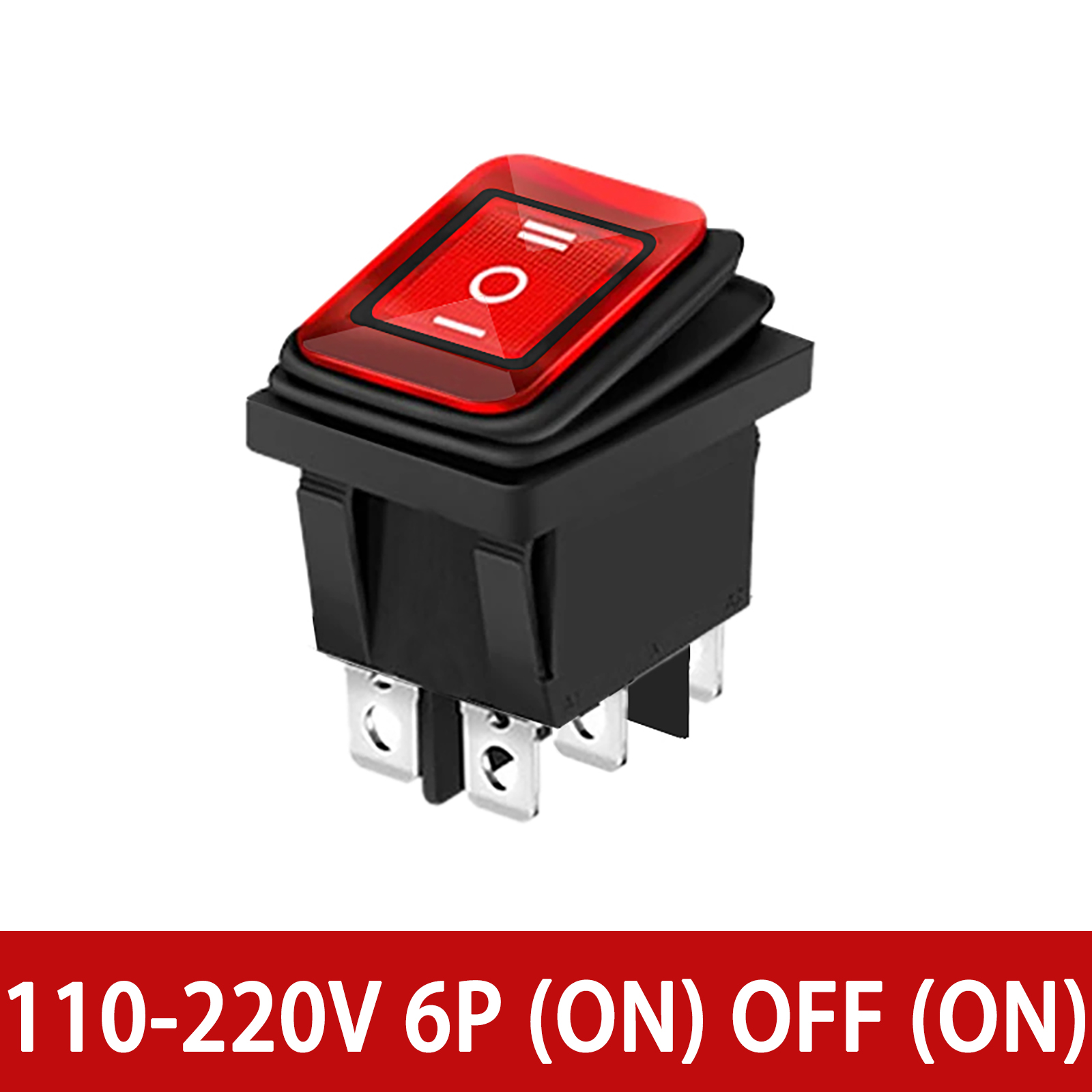 12V 24V / 110V 220V Waterdichte Tuimelschakelaar Rood/Groen Led Licht Verlicht 4 Pinnen 2 Positie/6 Pinnen 3 Stand Tuimelschakelaar: Zilver