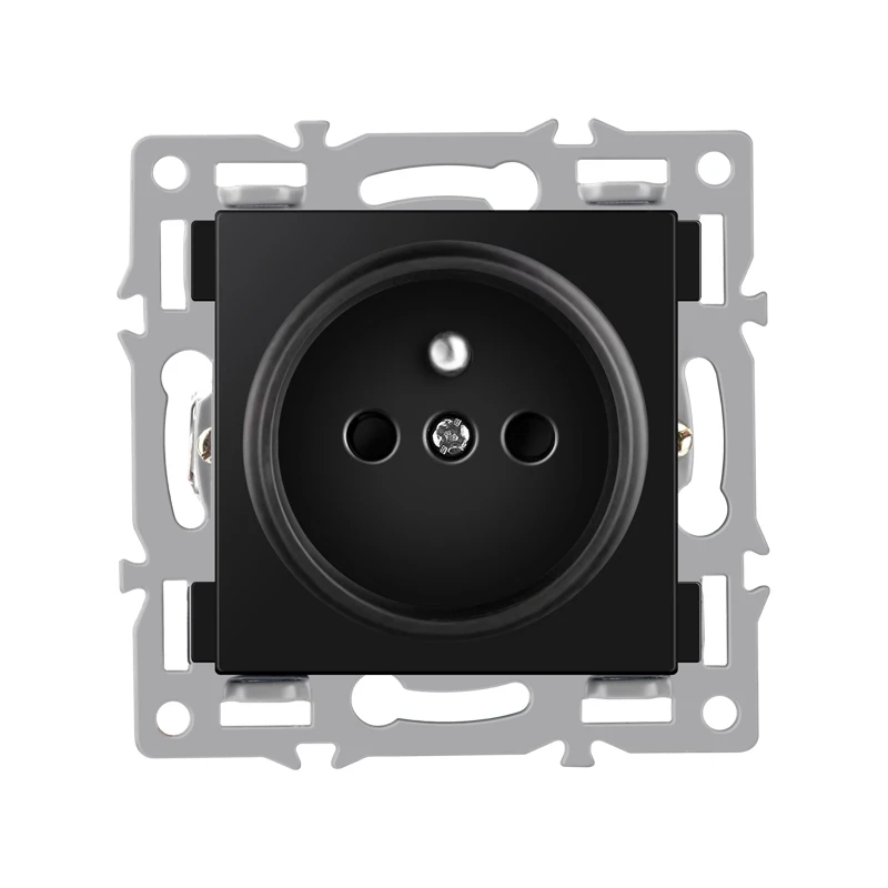 wall-mounted module diy European standard black tempered crystal glass panel socket light switch button function combi: Orange