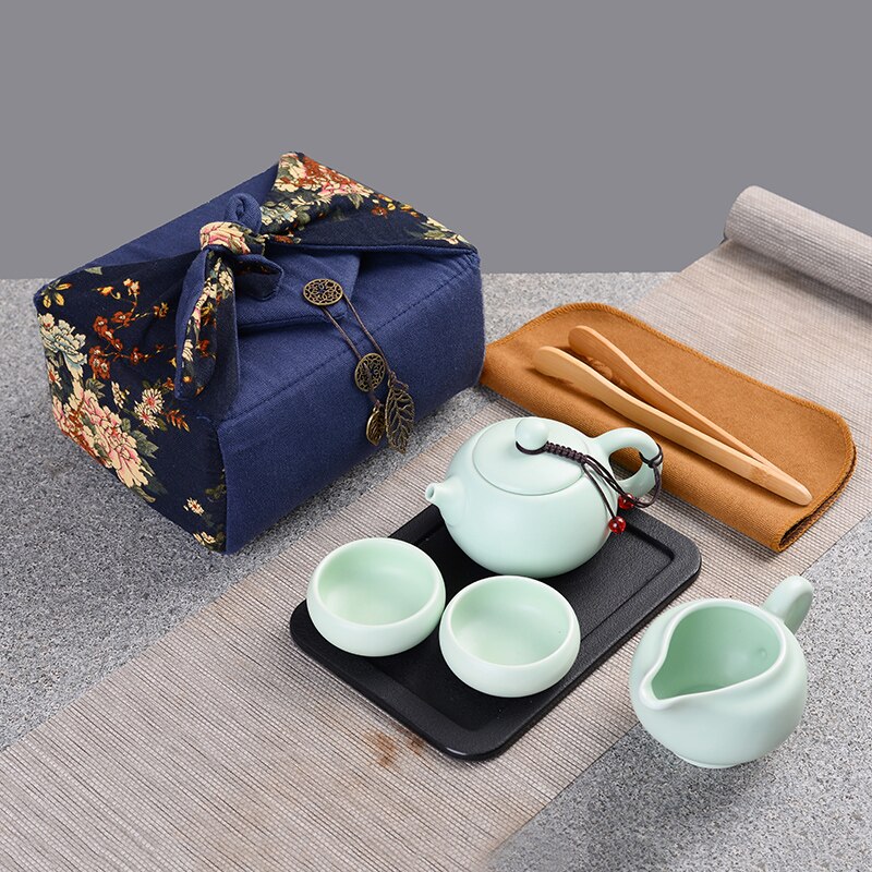1set Japanese-style Ceramic Tea Set Portable Travel Teacups Travel Portable Porcelain Teaware Household Hone Office Drinkware