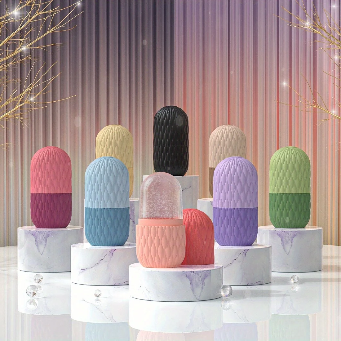 Rolo facial de gelo, molde de silicone reutilizável, massagem facial, beleza facial, ferramentas de cuidados com a pele, aplicar gelo para encolher poros