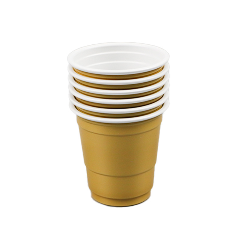 Paquete de 100 Mini vasos de de 2OZ, vasos de plástico dorados y negros, vasos desechables para Navidad, cumpleaños, boda, navideña