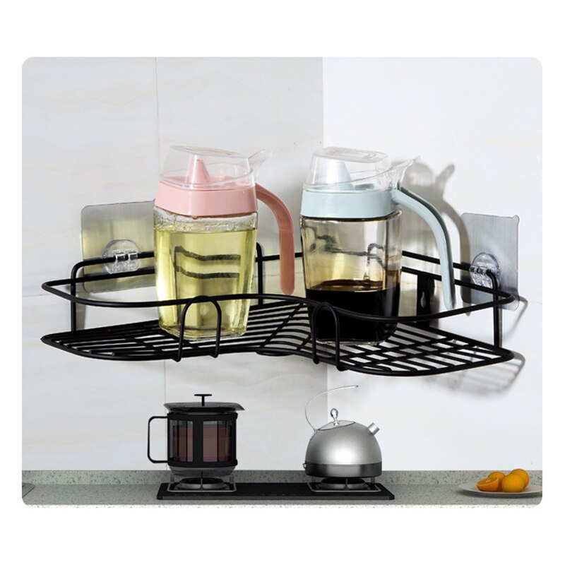 Estante de hierro para baño, soporte de pared para almacenamiento de champú, sin perforaciones, para cocina y ducha