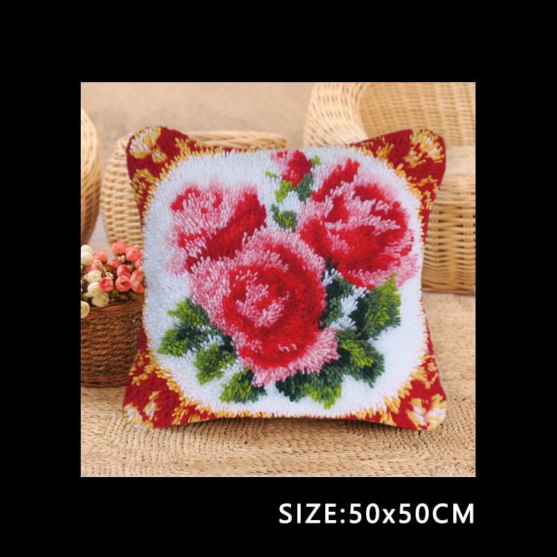 Latch Hook Flower Kits Do It Yourself Embroidery Knooppakket Latch Hook Pillow Borduurpakket Kussen Embroidery Package Pillow: ABZ108