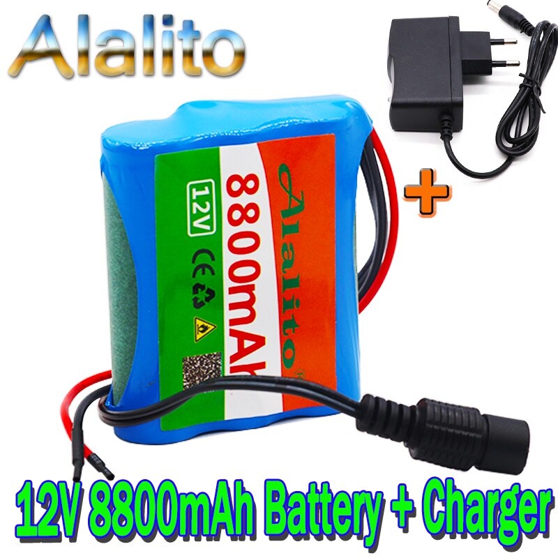original protection plate 12v battery pack 12V 8800mAh 18650 lithium ion DC12.6V super rechargeable battery + 12.6v 1A charger