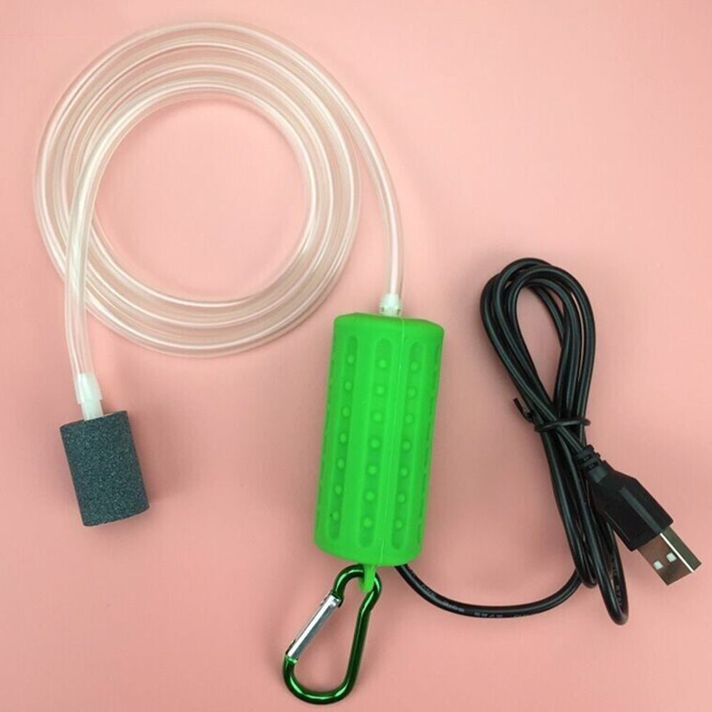Fish Tank Oxygen Terrarium Compressor Portable Hose Energy USB Check Valve Mute For Home Store Oxygen Air Pump: green