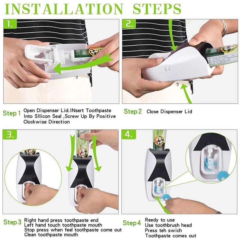 Automatic Toothpaste Dispenser Toothbrush Holder Storage Rack Wall Mount Holder Bathroom Accessories Toothpaste Squeezer Set